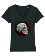 Craniu cu creier - skullbrain 01 Tricou mânecă scurtă guler V Damă Evoker