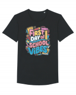 First Day of School Vibes Tricou mânecă scurtă guler larg Bărbat Skater