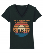 Vrei sa mergem pe plaja sa vedem sumsetul? - Summer Ocean Sumset Tricou mânecă scurtă guler V Damă Evoker