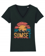 Summer Mountain Sumset Tricou mânecă scurtă guler V Damă Evoker