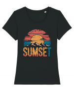 Summer Mountain Sumset Tricou mânecă scurtă guler larg fitted Damă Expresser