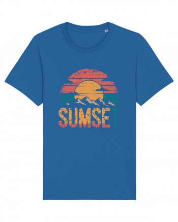 Summer Mountain Sumset Royal Blue