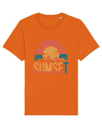 Summer Mountain Sumset Bright Orange