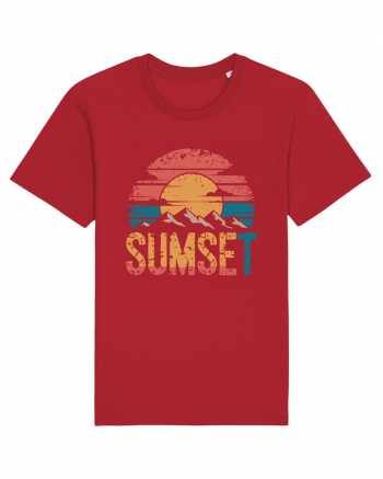 Summer Mountain Sumset Red