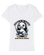 There Is No Pause When Online Gaming Tricou mânecă scurtă guler V Damă Evoker