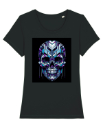 Skull/Craniu in diferite stiluri 01 Tricou mânecă scurtă guler larg fitted Damă Expresser