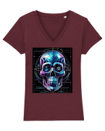 Skull/Craniu in diferite stiluri 02 Tricou mânecă scurtă guler V Damă Evoker