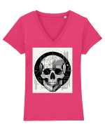 Skull/Craniu in diferite stiluri 07 Tricou mânecă scurtă guler V Damă Evoker