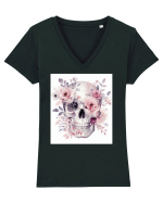 Skull/Craniu in diferite stiluri 13 Tricou mânecă scurtă guler V Damă Evoker