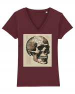 Skull/Craniu in diferite stiluri 15 Tricou mânecă scurtă guler V Damă Evoker