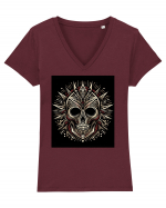 Skull/Craniu in diferite stiluri 16 Tricou mânecă scurtă guler V Damă Evoker