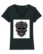 Skull/Craniu in diferite stiluri 18 Tricou mânecă scurtă guler V Damă Evoker