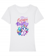 Unicorn simpatic pastel goth Tricou mânecă scurtă guler larg fitted Damă Expresser