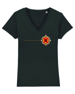 FLORAL GEOMETRIC 2b Tricou mânecă scurtă guler V Damă Evoker