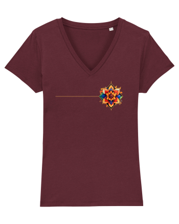 FLORAL GEOMETRIC 3b Burgundy