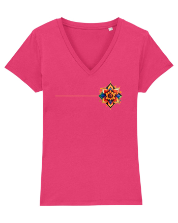 FLORAL GEOMETRIC 3b Raspberry