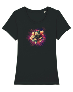 FLORAL GEOMETRIC 8 Tricou mânecă scurtă guler larg fitted Damă Expresser