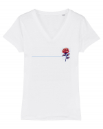 FLORAL GEOMETRIC TRANDAFIR / ROSE b Tricou mânecă scurtă guler V Damă Evoker