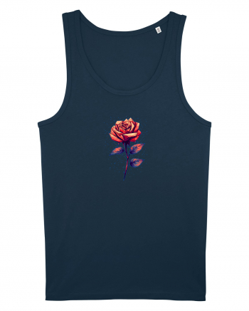 FLORAL GEOMETRIC TRANDAFIR / ROSE  Navy