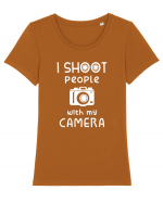 I Shoot People ! Tricou mânecă scurtă guler larg fitted Damă Expresser