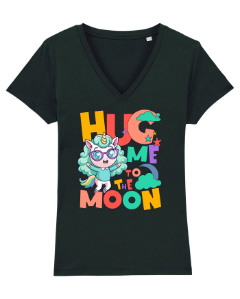 Unicorn simpatic Hug me to the moon Black