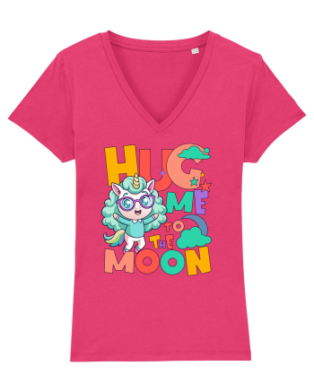 Unicorn simpatic Hug me to the moon Raspberry