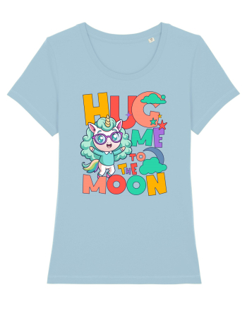 Unicorn simpatic Hug me to the moon Sky Blue