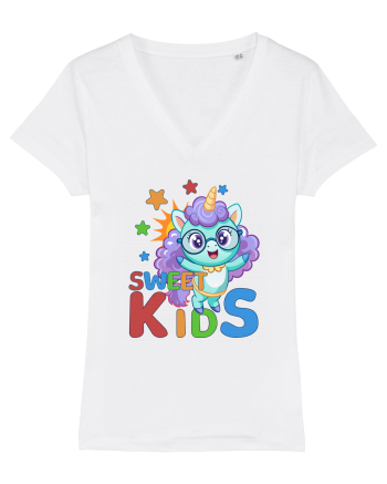 Unicorn simpatic cu ochelari Sweet Kids White