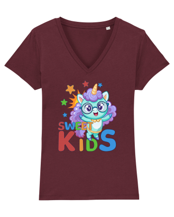 Unicorn simpatic cu ochelari Sweet Kids Burgundy