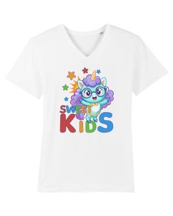 Unicorn simpatic cu ochelari Sweet Kids White