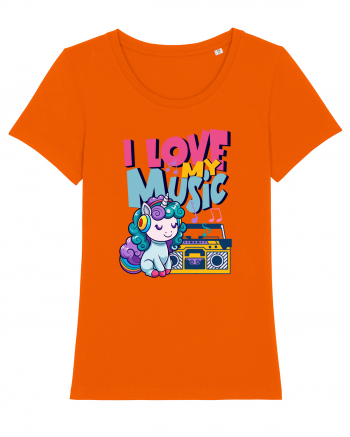 Unicorn retro Imi Place Muzica Bright Orange