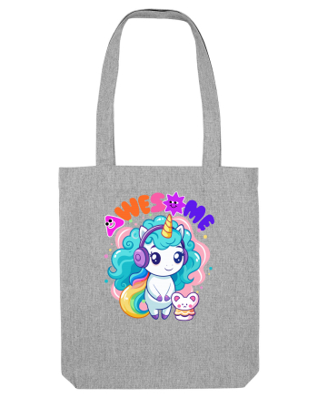Unicorn cu par cret si prietenul soricel Heather Grey