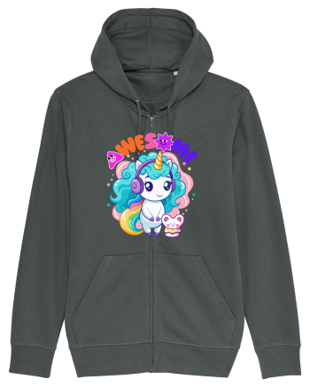 Unicorn cu par cret si prietenul soricel Anthracite
