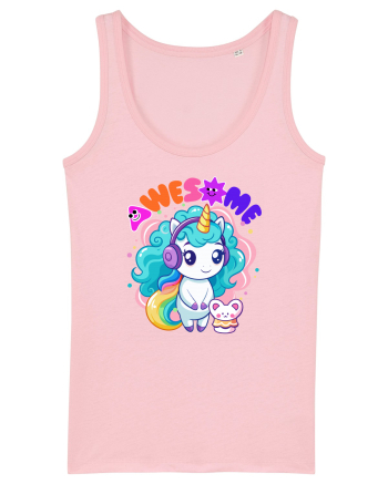 Unicorn cu par cret si prietenul soricel Cotton Pink