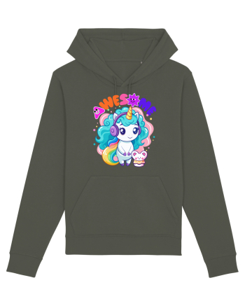 Unicorn cu par cret si prietenul soricel Khaki