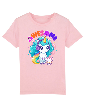Unicorn cu par cret si prietenul soricel Cotton Pink