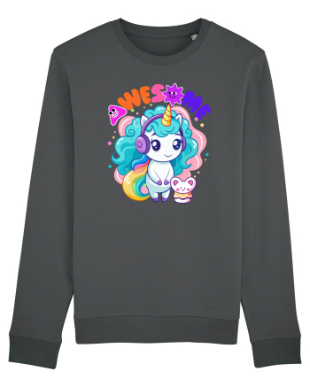 Unicorn cu par cret si prietenul soricel Anthracite