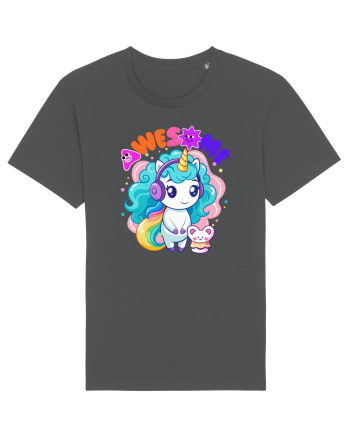 Unicorn cu par cret si prietenul soricel Anthracite