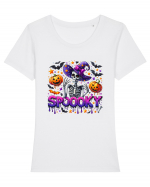 Spooky Skeleton Witch Tricou mânecă scurtă guler larg fitted Damă Expresser