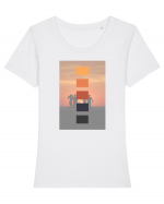 Sunset on the Beach Tricou mânecă scurtă guler larg fitted Damă Expresser