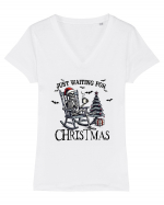 Just Waiting for Christmas bk Tricou mânecă scurtă guler V Damă Evoker