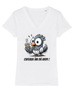 Cafeaua îmi dă aripi Tricou mânecă scurtă guler V Damă Evoker
