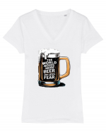 More Beer less Fear Tricou mânecă scurtă guler V Damă Evoker