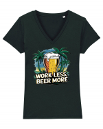 Less work Beer more Tricou mânecă scurtă guler V Damă Evoker