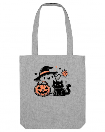 Halloween ghost and black cat Heather Grey