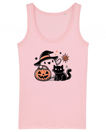 Halloween ghost and black cat Cotton Pink