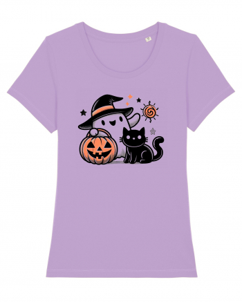 Halloween ghost and black cat Lavender Dawn