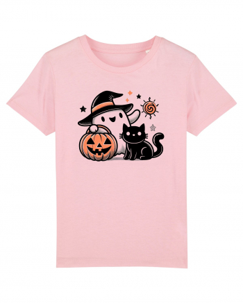 Halloween ghost and black cat Cotton Pink