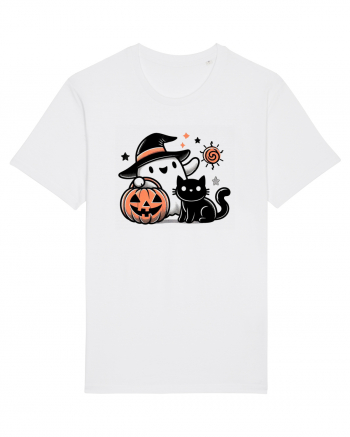 Halloween ghost and black cat Tricou mânecă scurtă Unisex Rocker