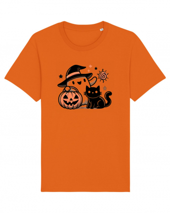 Halloween ghost and black cat Bright Orange